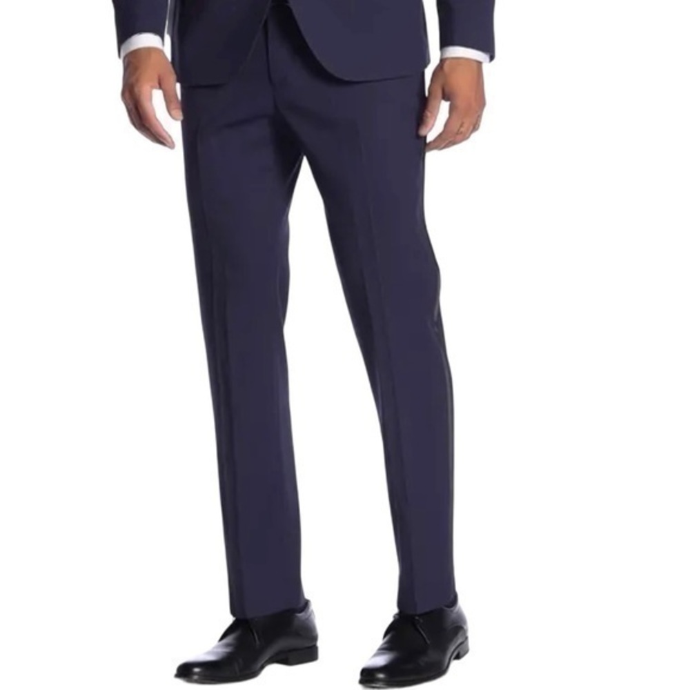 NORDSTROM Navy Trim Fit Stretch Wool Tuxedo Dress Pants Size 36W NWT